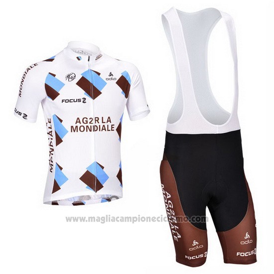 2013 Abbigliamento Ciclismo Ag2rla Marrone Manica Corta e Salopette